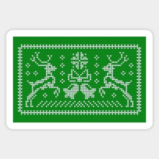 Green ugly sweater jingle bells and Christmas reindeers Sticker